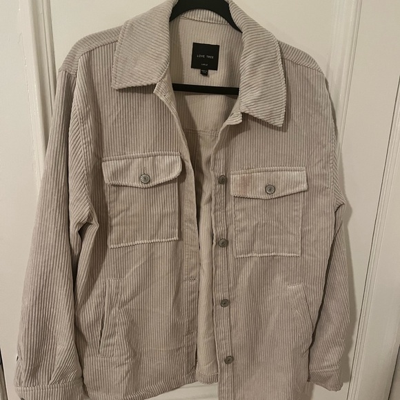 Cream corduroy shirt jacket - Picture 1 of 3
